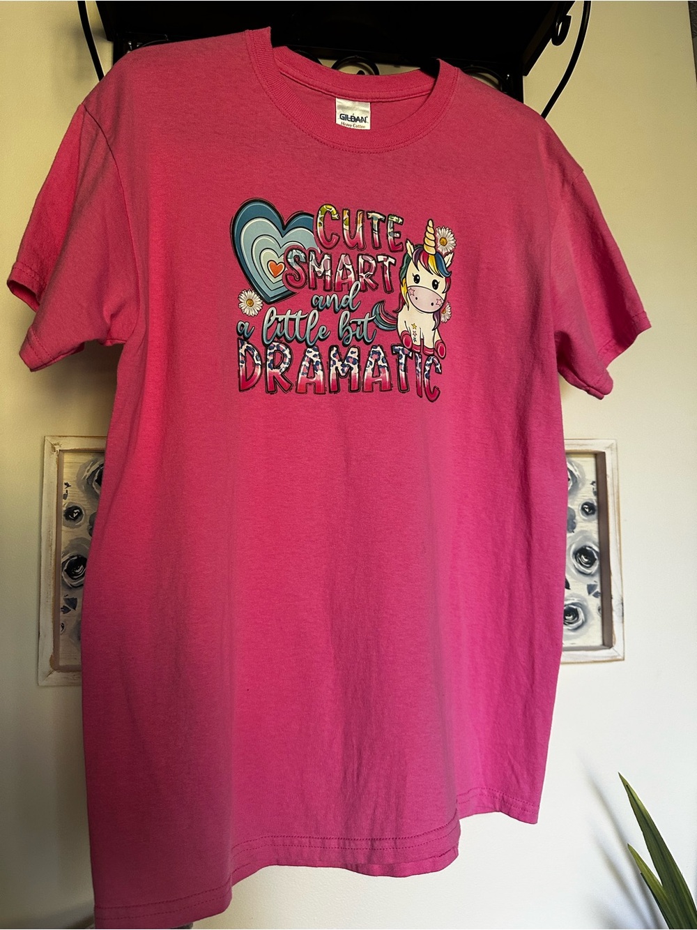 Pink Short Sleeve Tee with Unicorn & Heart Graphic NWT